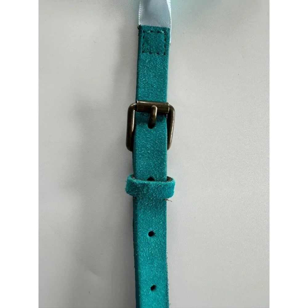 VTG GAP Women's XL  Turquoise Blue Leather Ribbon Belt Fairy Y2K Festival
